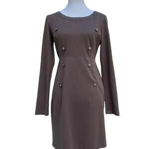 Anthropologie Dress 12 Long Sleeve Fall Dress Classic Preppy Knit Ponte Military